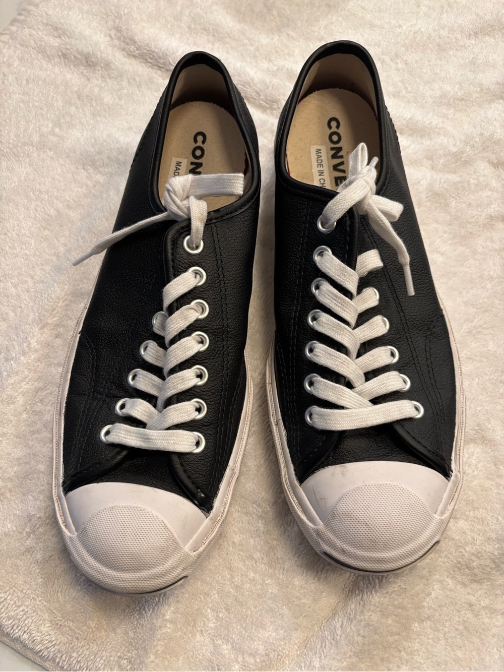 Converse Black Leather Low-Top Sneakers with White Accents